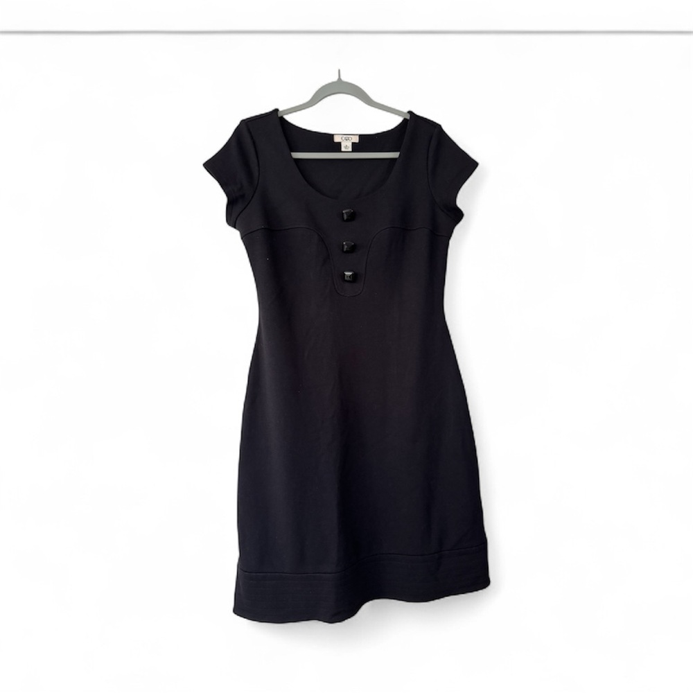 Cato Black Button-Detail Mini Dress
